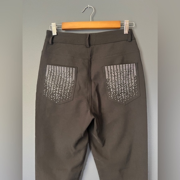 AKIRA Black skinny pants with dripping rhinestones Size Medium - Picture 5 of 5